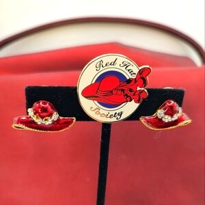Red Hat Society Earrings and a Red Hat Society Pin!